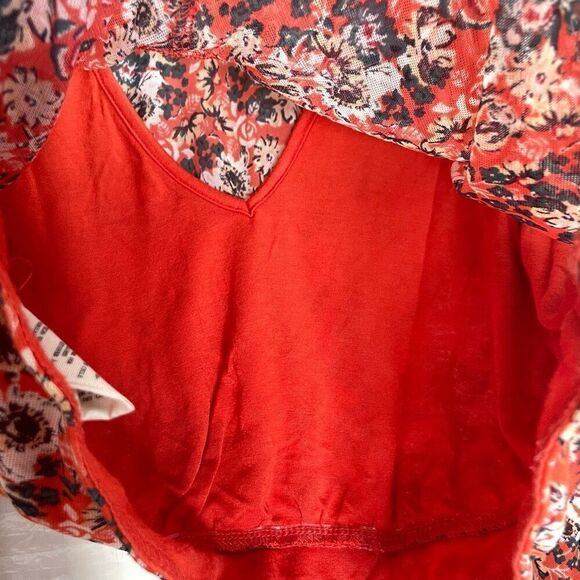 Free People Multicolor All Dolled Up Mesh Floral Long Sleeve Blouse Size M - Picture 4 of 11